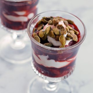 Strawberries with Pomegranate Syrup and Crème Fraîche | circleofeaters.com